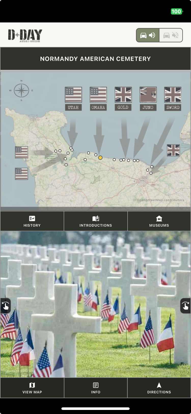 D-Day Audio Guide App Screen