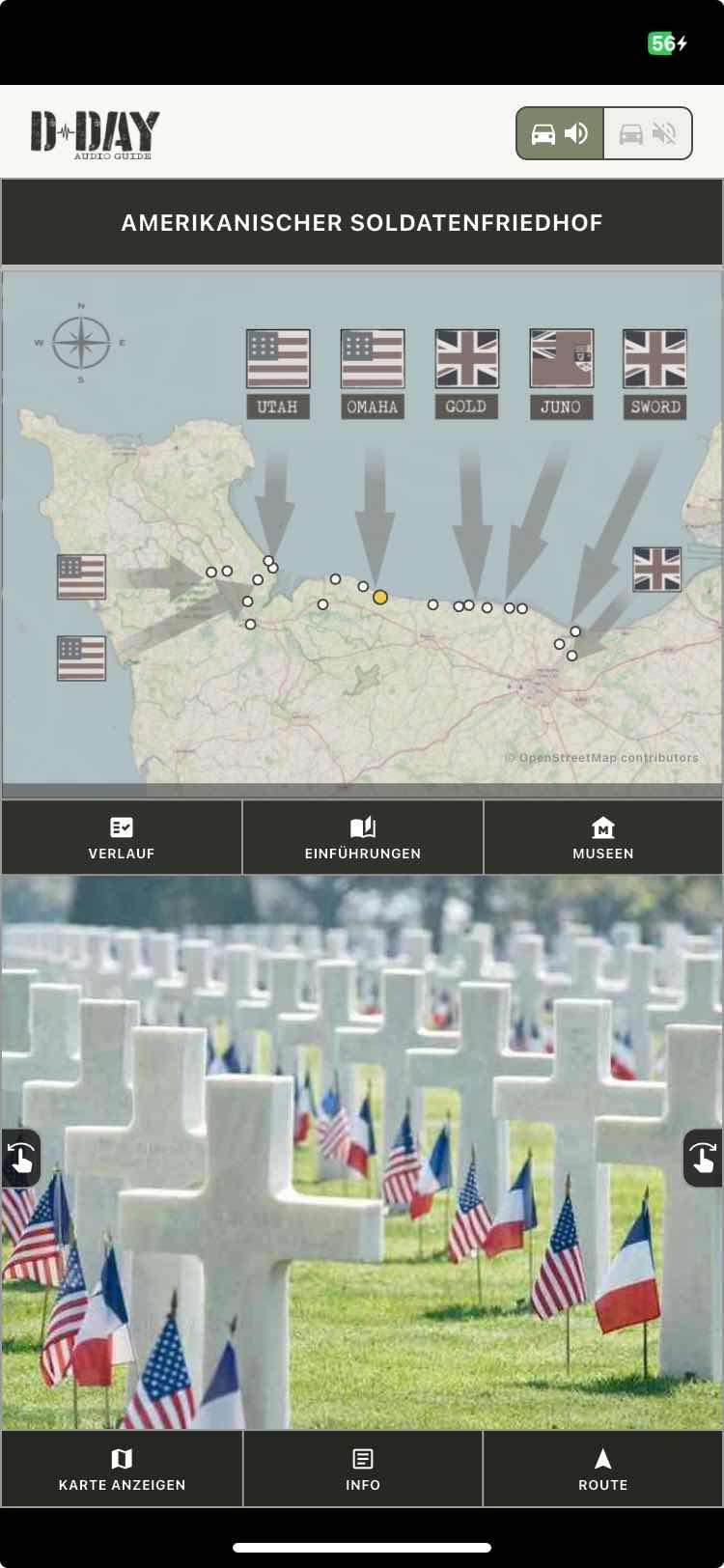 D-Day Audio Guide app screen