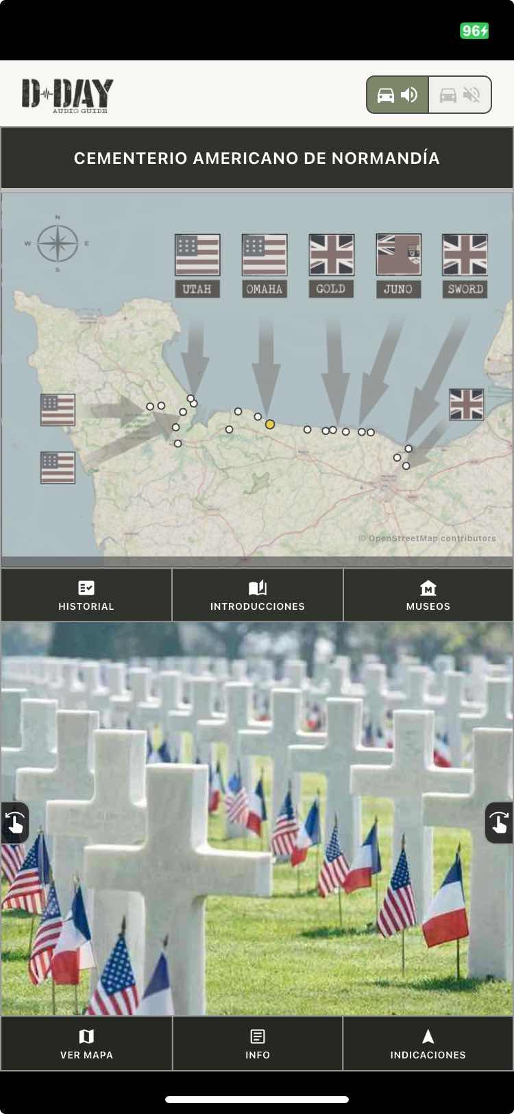 D-Day Audio Guide app screen