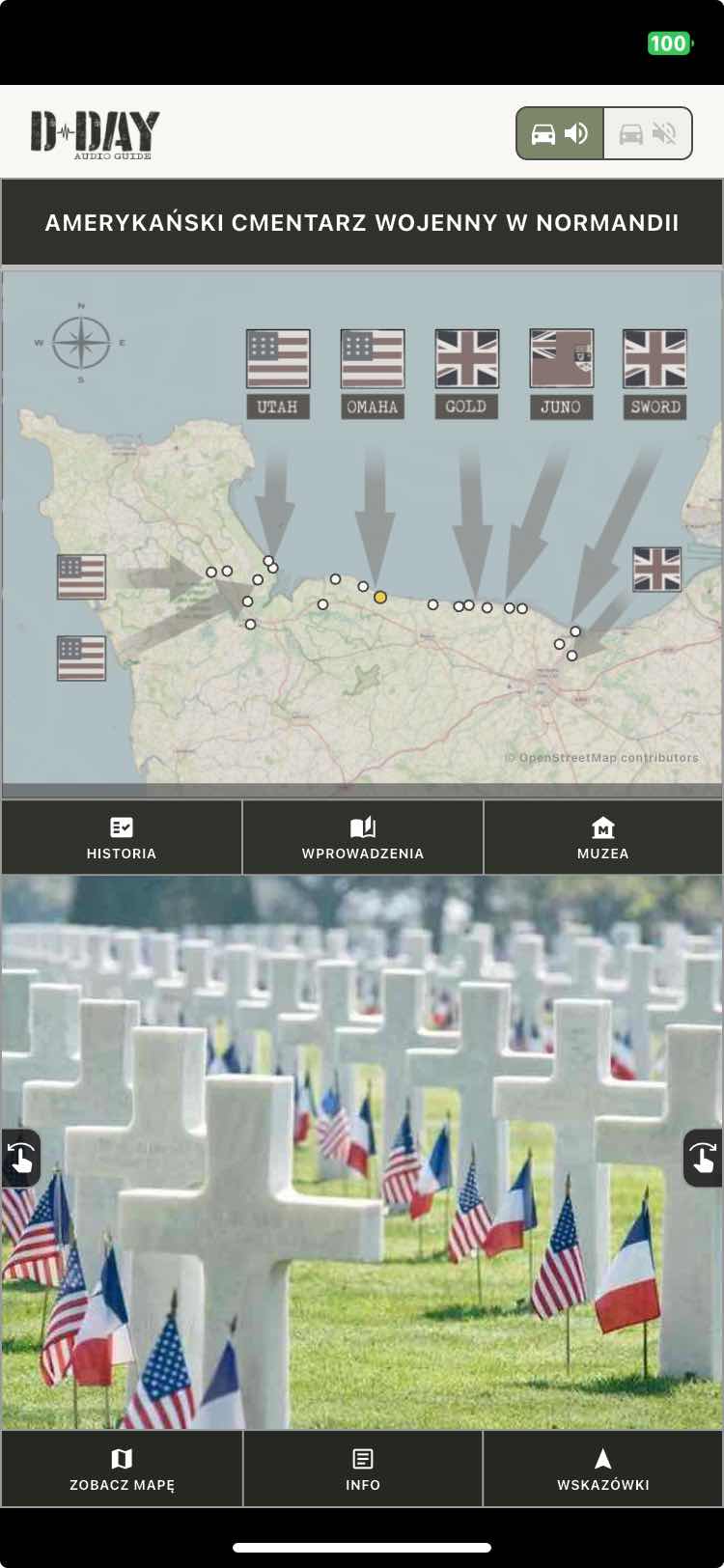 D-Day Audio Guide app screen